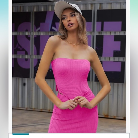 New CHYRII Womens Sexy Summer Two Piece Outfits Bandeau Going Out Crop Tops - Picture 7 of 12